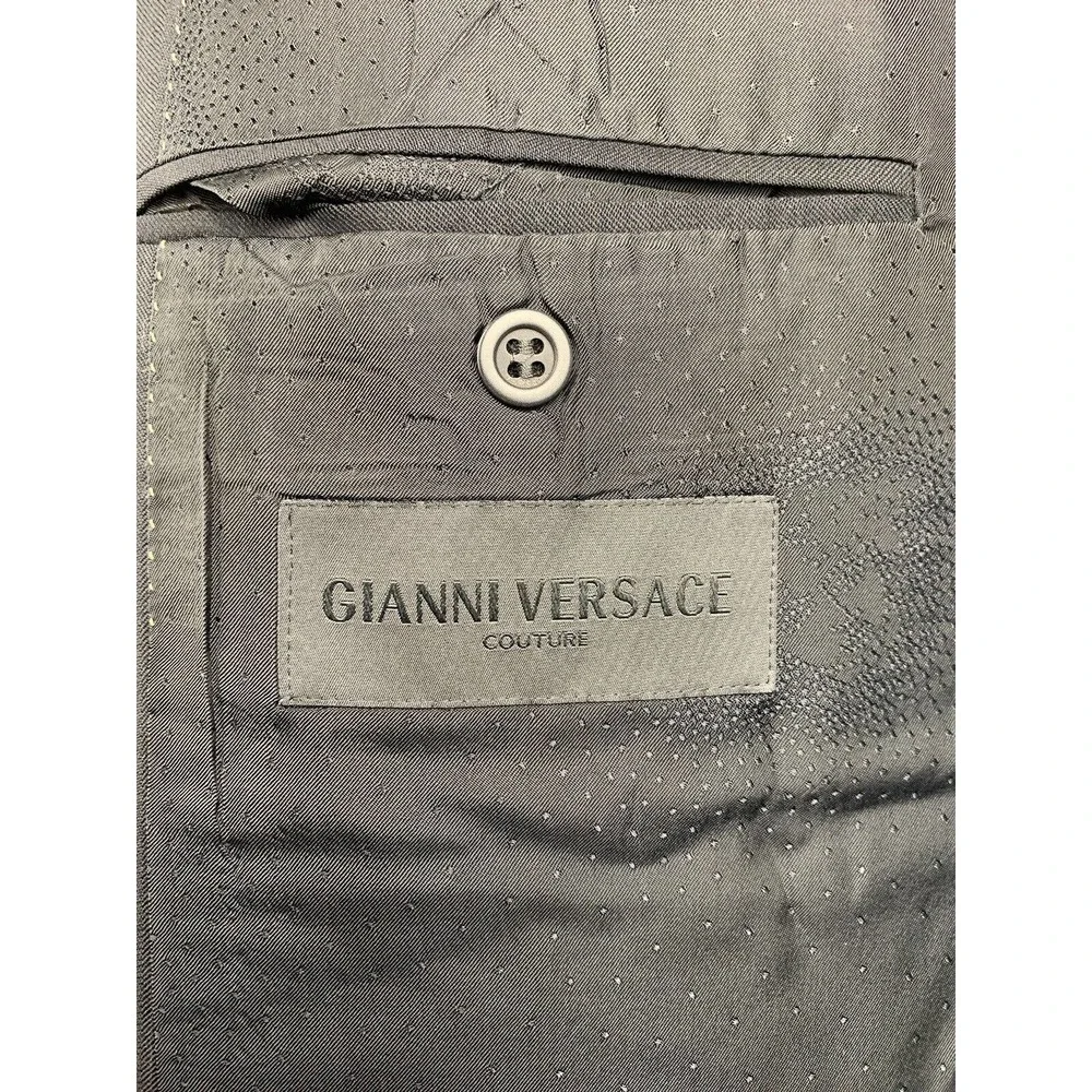 41L Gianni Versace Couture Black Striped Blazer Suit Jacket - Picture 11 of 13